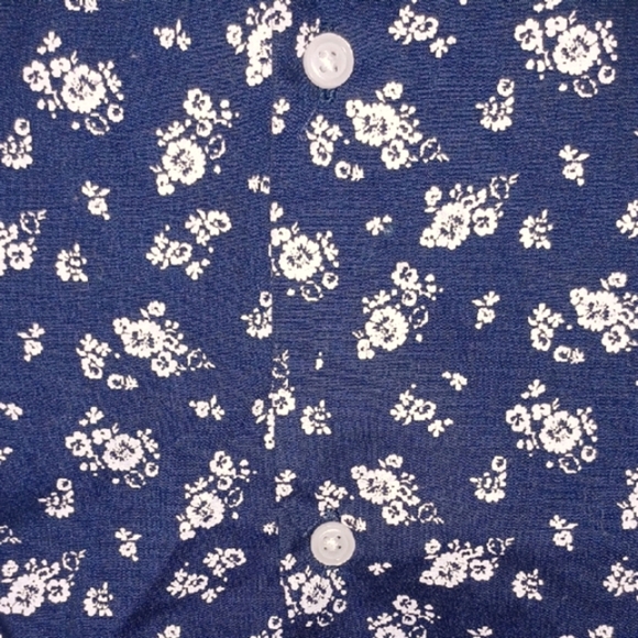 H&M Dark Blue Floral Button Down Slim Fit Shirt, L - Picture 7 of 8
